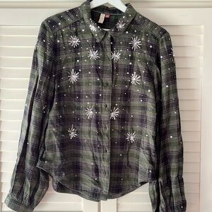 Anthropologie Pilcro Plaid Seguin Shirt Medium